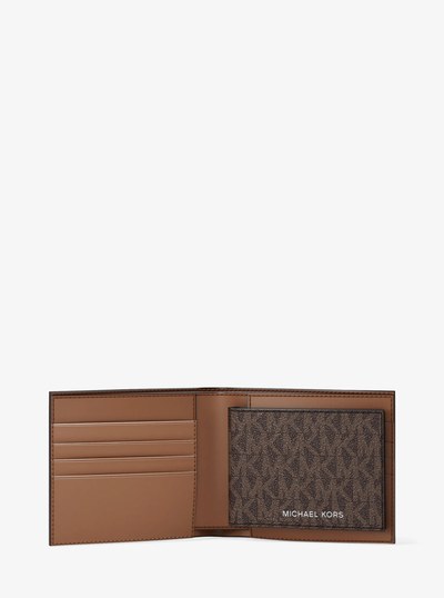 Harrison Logo Billfold Wallet With Passcase in BROWN/LUGGAGE | Michael Kors