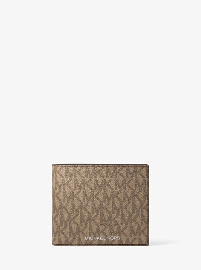 Harrison Logo Billfold Wallet With Passcase in HUSK | Michael Kors