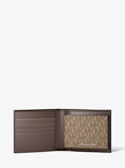 Harrison Logo Billfold Wallet With Passcase in HUSK | Michael Kors
