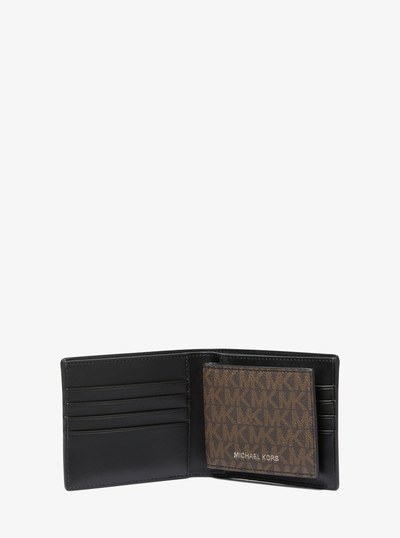Harrison Logo Billfold Wallet With Passcase in BROWN/BLACK | Michael Kors