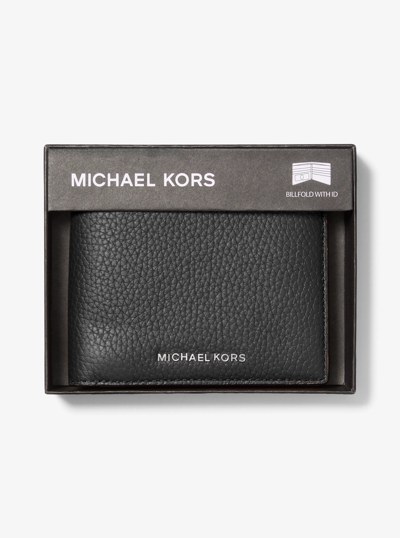 Hudson Pebbled Leather Billfold Wallet in BLACK | Michael Kors