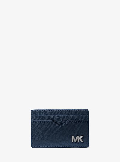 Edison Saffiano Leather Card Case in NAVY | Michael Kors
