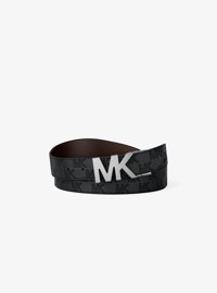 Reversible Logo Embossed Leather Buckle Belt