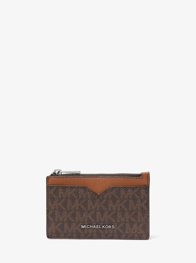 Hudson Signature Logo Card Case in BROWN/LUGGAGE | Michael Kors