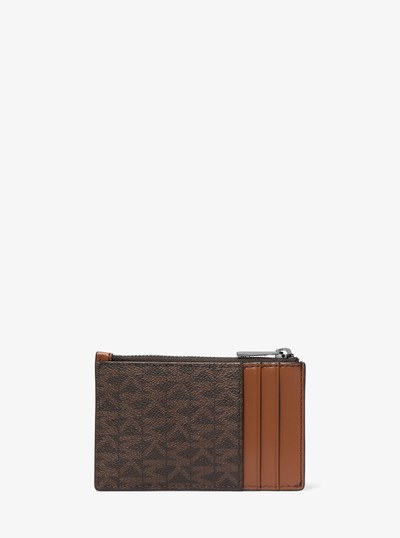 Hudson Signature Logo Card Case in BROWN/LUGGAGE | Michael Kors