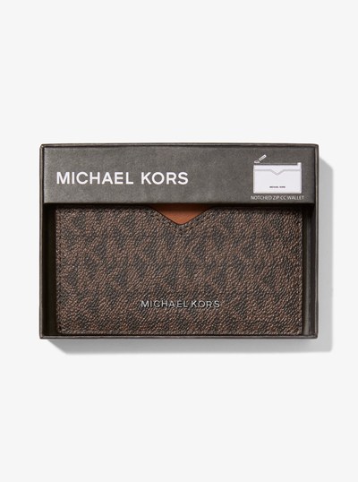 Hudson Signature Logo Card Case in BROWN/LUGGAGE | Michael Kors