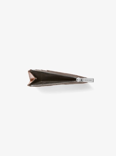 Hudson Logo Embossed Leather Card Case in LUGGAGE | Michael Kors
