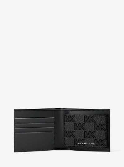 Hudson Logo Embossed Leather Billfold Wallet and Passcase in BLACK | Michael Kors