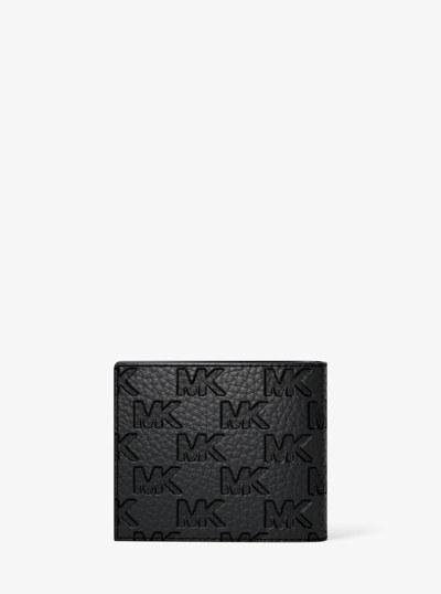 Hudson Logo Embossed Leather Billfold Wallet and Passcase in BLACK | Michael Kors