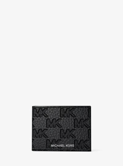 Hudson Logo Embossed Leather Billfold Wallet and Passcase in BLACK | Michael Kors