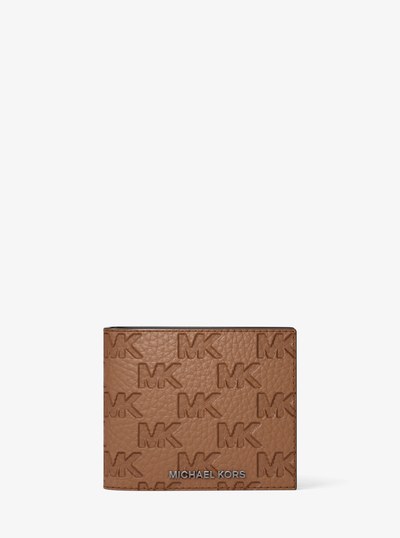 Hudson Logo Embossed Leather Billfold Wallet and Passcase in LUGGAGE | Michael Kors