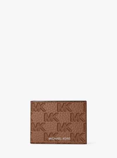 Hudson Logo Embossed Leather Billfold Wallet and Passcase in LUGGAGE | Michael Kors