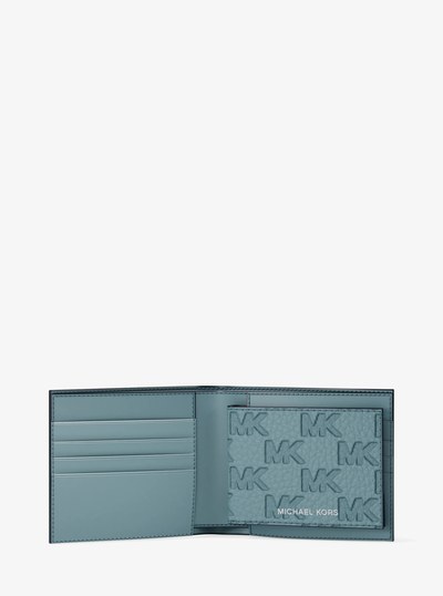 Hudson Logo Embossed Leather Billfold Wallet and Passcase in CHAMBRAY | Michael Kors