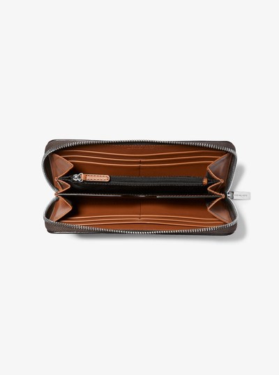 Hudson Pebbled Leather Zip-Around Wallet in LUGGAGE | Michael Kors