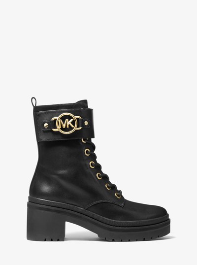 Rory Leather Combat Boot in BLACK | Michael Kors