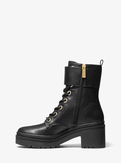 Rory Leather Combat Boot in BLACK | Michael Kors