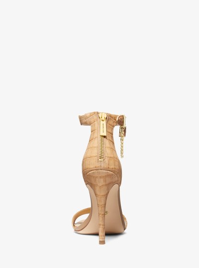 Hamilton Embellished Crocodile Embossed Leather Sandal