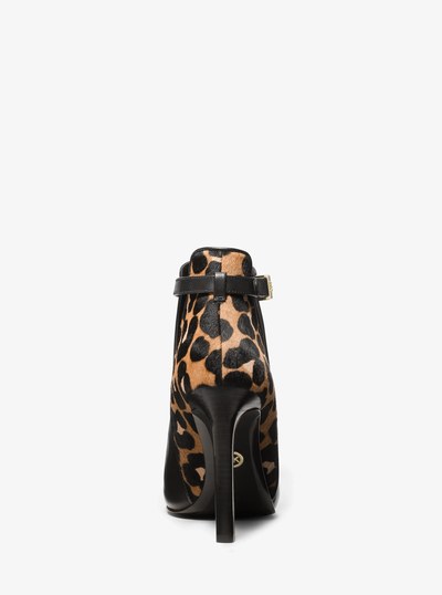 Lawson Leather and Leopard Print Calf Hair Open-Toe Ankle Boot in BLACK COMBO | Michael Kors