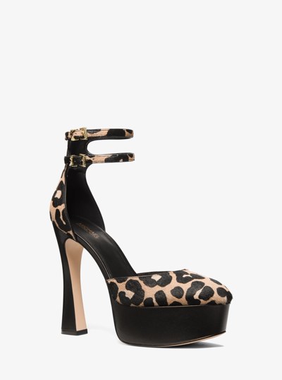 Martina Leopard Print Calf Hair Platform Pump in BLACK COMBO | Michael Kors