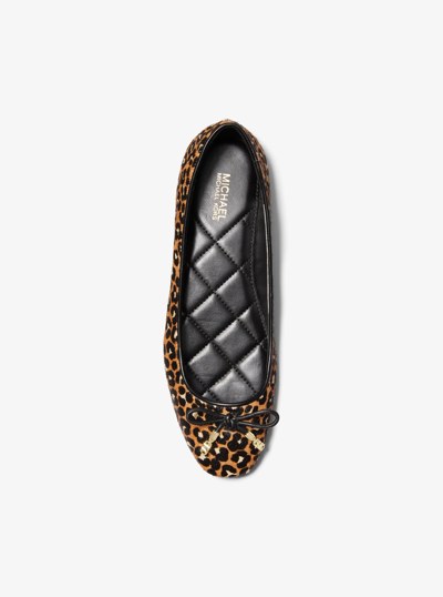 Nori Leopard Print Calf Hair Ballet Flat