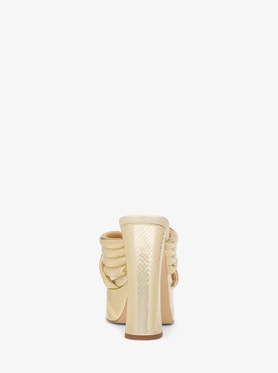 Portia Quilted Metallic Snake Embossed Leather Platform Sandal