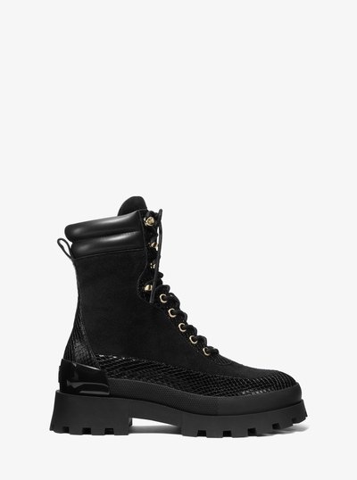 Rowan Suede and Snake Embossed Leather Boot