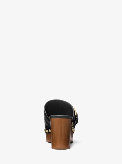Rye Studded Leather Platform Clog in BLACK | Michael Kors