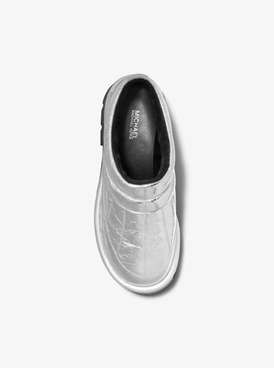 Barton Crackled Metallic Leather Slipper in SILVER | Michael Kors