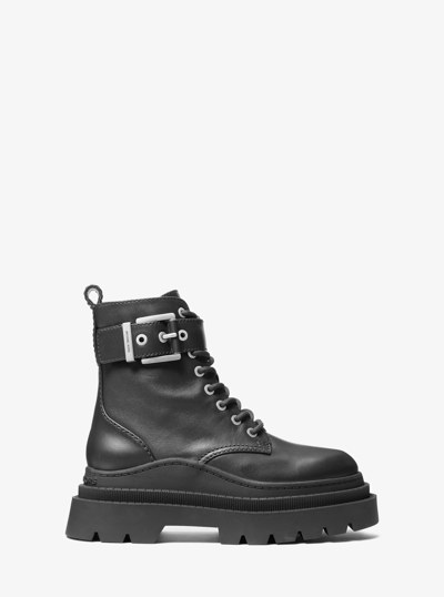 Colby Leather Combat Boot in BLACK | Michael Kors