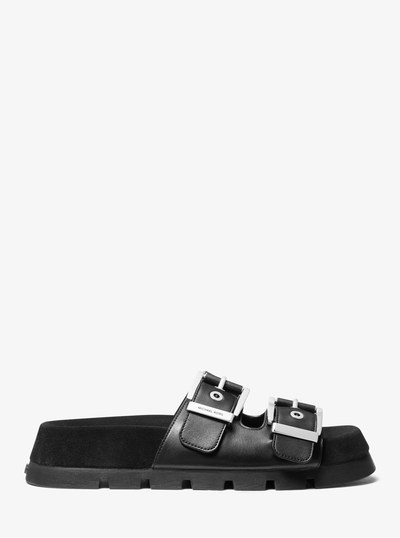 Colby Suede and Leather Flat Sandal in BLACK | Michael Kors