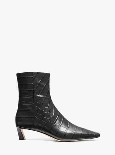Cosmo Crocodile Embossed Leather Boot in BLACK | Michael Kors