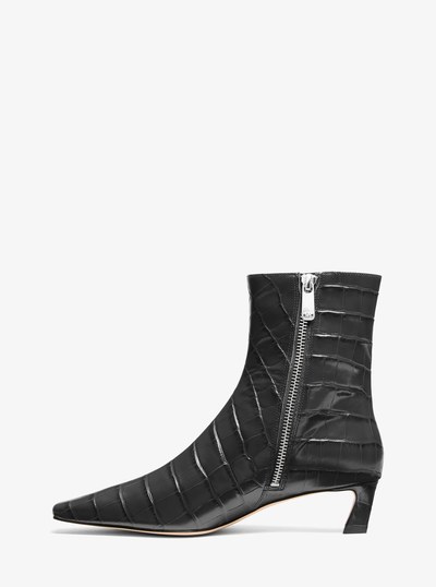 Cosmo Crocodile Embossed Leather Boot in BLACK | Michael Kors