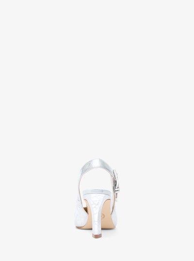 Escarpin &agrave; sangle arri&egrave;re Darrington en cuir m&eacute;tallis&eacute; craquel&eacute; in ARGENT | Michael Kors