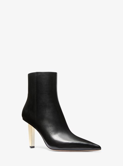 Halle Leather Ankle Boot in BLACK | Michael Kors