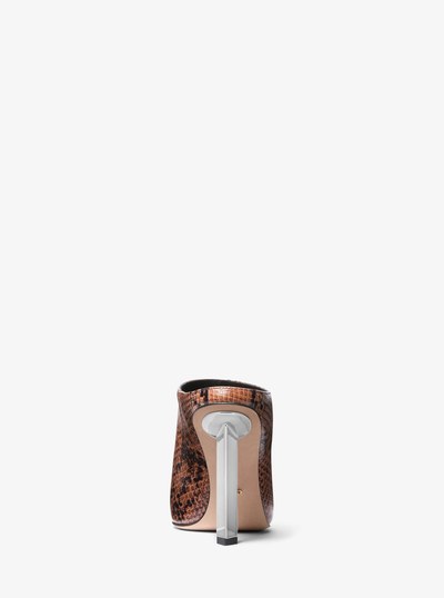 Halle Snake Embossed Leather Mule Pump in LUGGAGE | Michael Kors