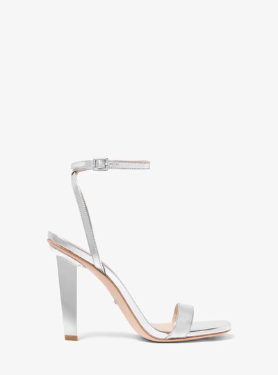Halle Specchio Leather Sandal in SILVER | Michael Kors