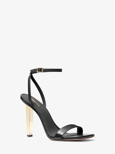 Halle Leather Sandal in BLACK | Michael Kors