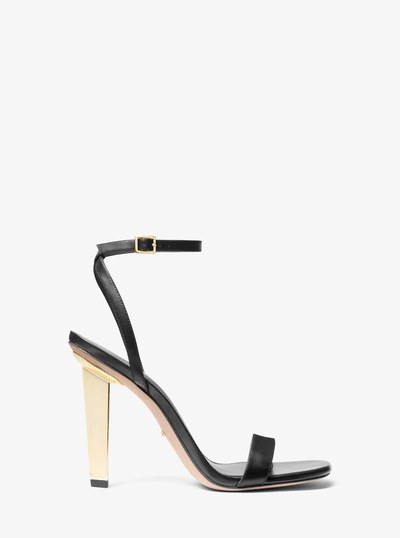 Halle Leather Sandal in BLACK | Michael Kors