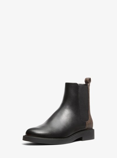 Hazel Smooth And Signature Logo Chelsea Boot in BLK/BROWN | Michael Kors
