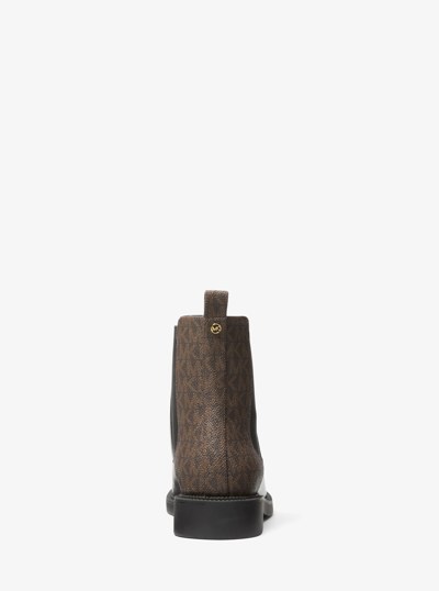 Hazel Smooth And Signature Logo Chelsea Boot in BLK/BROWN | Michael Kors