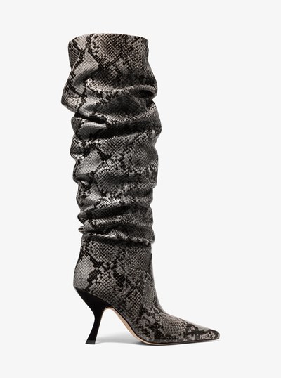 Luna Snake Embossed Leather Boot in QUARRY GREY | Michael Kors