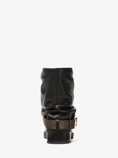 Colby Leather and Signature Logo Ankle Boot in BROWN/BLK | Michael Kors