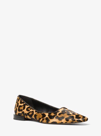 Darrah Leopard Print Calf Hair Ballet Flat in MARIGOLD | Michael Kors