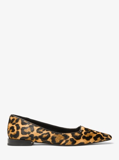 Darrah Leopard Print Calf Hair Ballet Flat in MARIGOLD | Michael Kors
