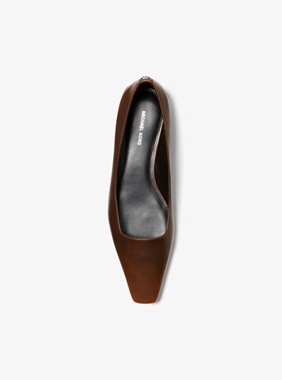 Darrah Burnished Leather Ballet Flat in LUGGAGE | Michael Kors