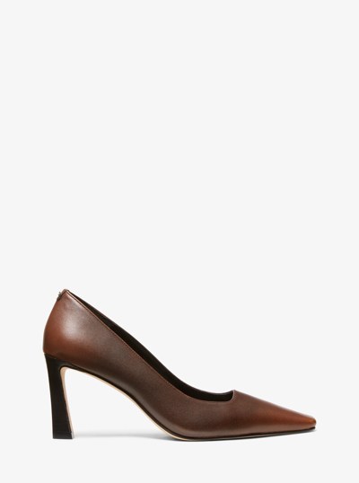 Darrah Burnished Leather Pump in LUGGAGE | Michael Kors