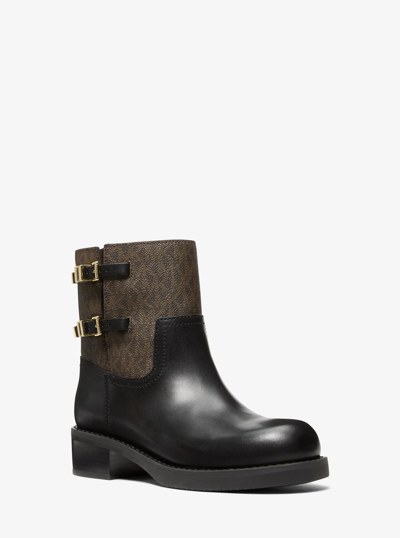 Darrington Leather and Signature Logo Ankle Boot in BROWN/BLK | Michael Kors