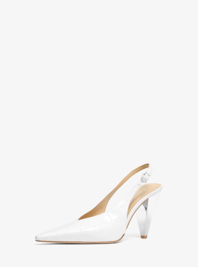 Electra Crocodile Embossed Leather Slingback Pump in OPTIC WHITE | Michael Kors