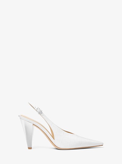 Electra Crocodile Embossed Leather Slingback Pump in OPTIC WHITE | Michael Kors