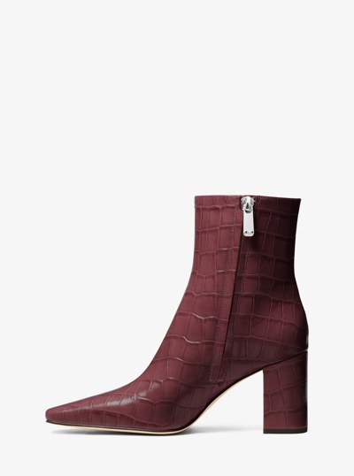 Elise Crocodile Embossed Leather Boot in OXBLOOD | Michael Kors
